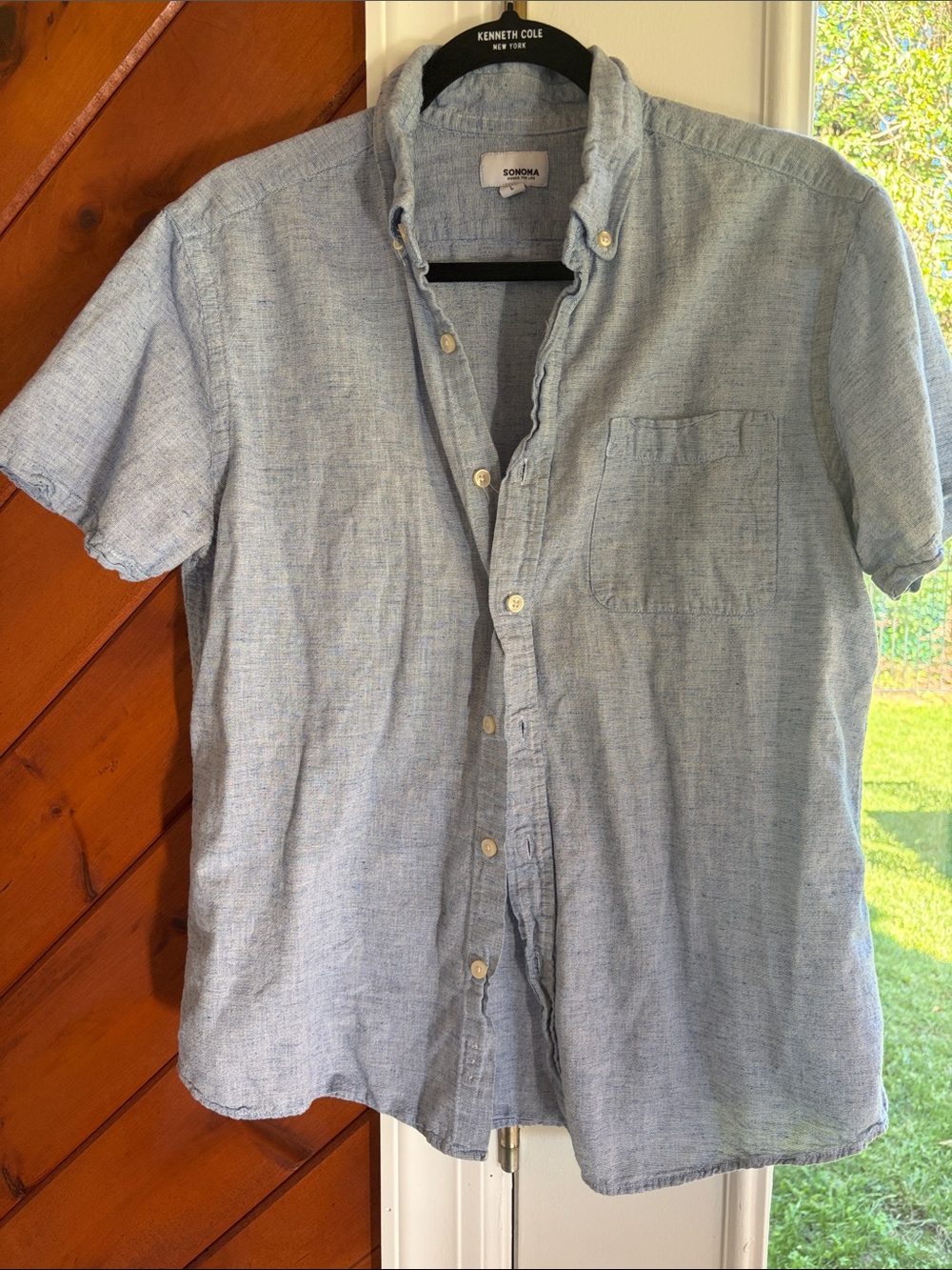 Sonoma Light Blue Short-Sleeve Button-Down Casual Shirt